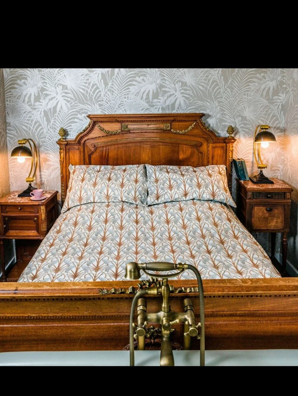 The Chateau Nouveau Heron Duvet Cover Art Deco Cotton Double Bed Reversible Set